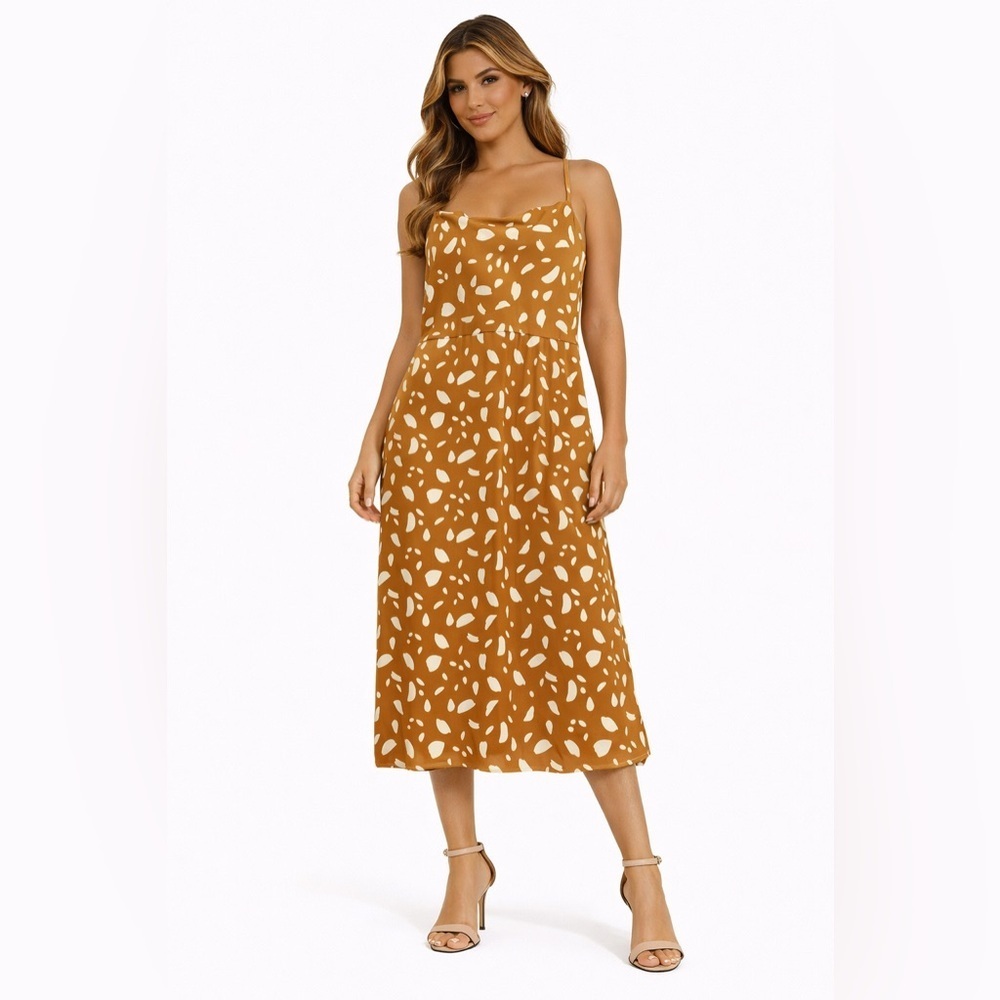 Slip Dress Midi Sundress Minimalist Flowy Polka Dot Spring Summer Neutral Large
